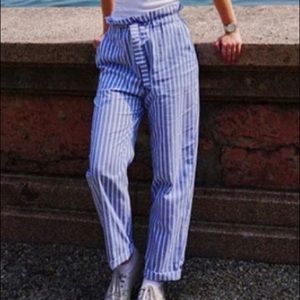 Cuffed Striped Canvas Pant with Tie